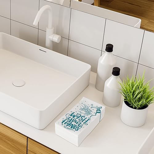 Miniatura 6 de Ruisita Paquete de 150 servilletas de baño desechables para lavarse las manos, servilletas de papel con etiqueta de baño, servilletas de cena para