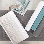 Tapis de bain Coton Douche bagué Serviette de salle de bains (Main blanc) ShowerBathroom Mat