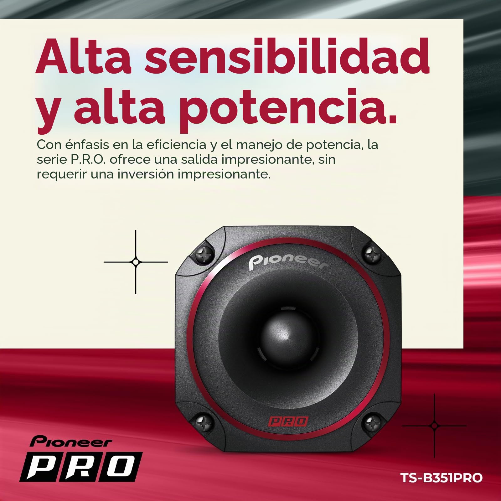 Pioneer TS-B351PRO P.R.O. Series 3-1/5.1 cm 300 W Potencia máxima, diafragma de Titanio, Tweeter de Bala de Alta eficiencia - Altavoz componente de la Serie Pro (par)