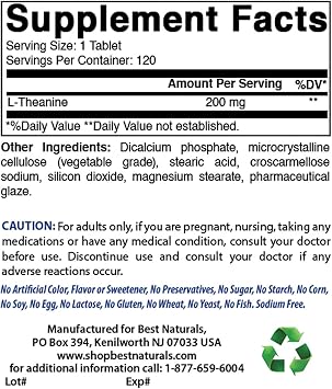 Best Naturals 5-HTP (5-hydroxytryptophan) 100 mg & L-Theanine 200mg