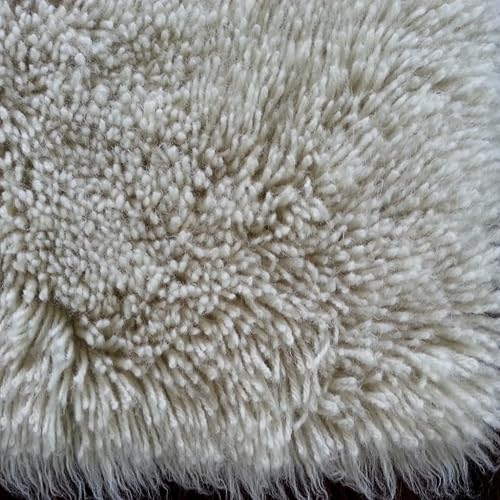 Miniatura 7 de Alfombras flokati elegantes de bajo perfil, todo el grosor con un pelo más bajo, 100% lana orgánica, alfombra lanuda de lana natural blanquecina (3