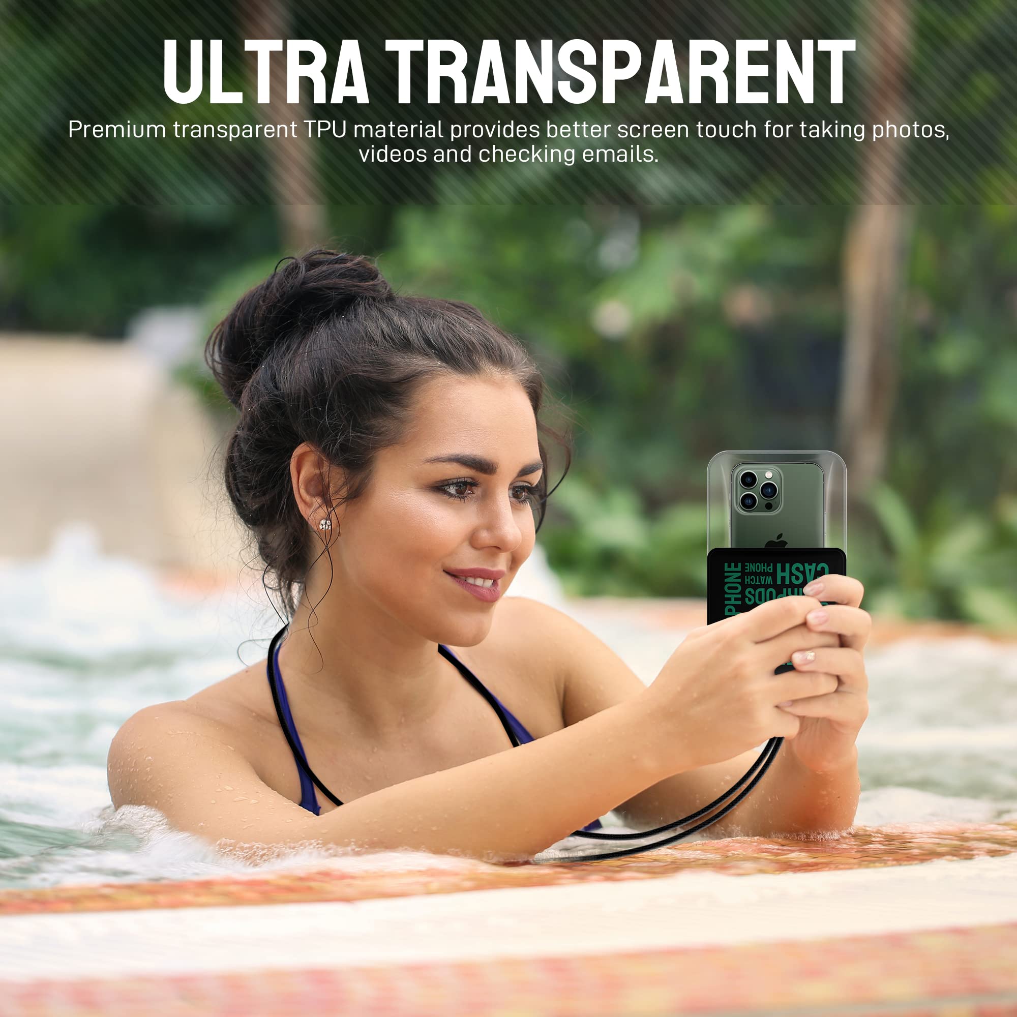 Étui étanche Double Poche IPX8 - Pour Téléphone Jusqu'à 8" - Idéal Natation, Plage, Sports Nautiques - Sangle Incluse - 11