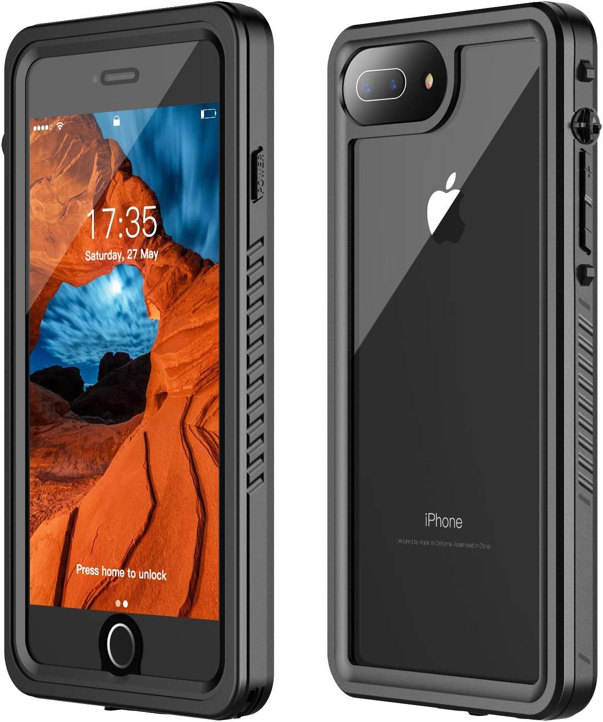 GOLDJU iPhone 7 Plus Waterproof Case,iPhone 8 Plus Waterproof Case 2019 Full Body Protective IP68 Underwater Shockproof Dirtproof Sandproof Waterproof Case for iPhone 7 Plus/iPhone 8 Plus(5.5')