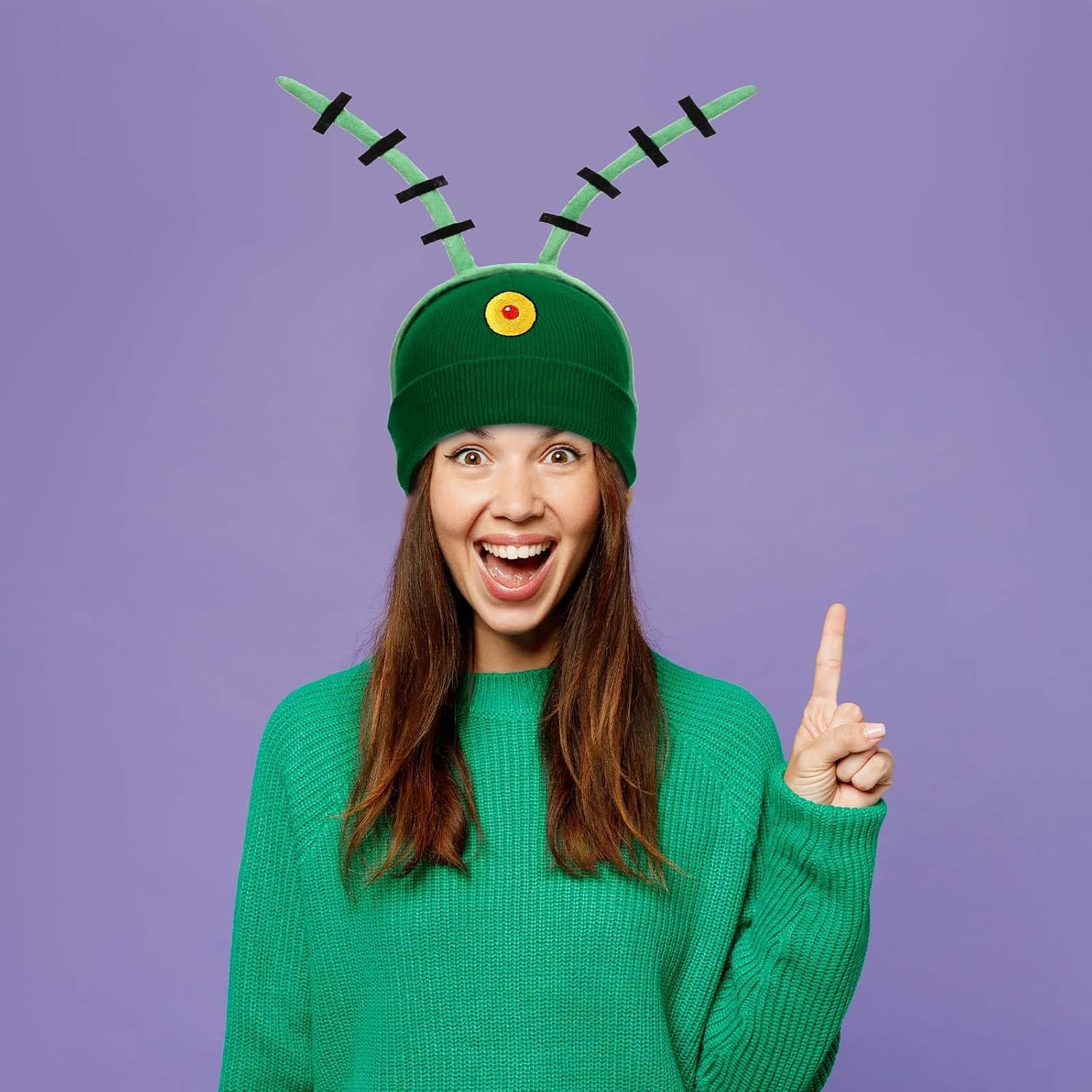 Kavoc Big Eye Green Hat and Antenna Headband for Adult Halloween Costume Ocean Sea Cosplay Dress up Accessory