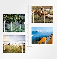 Vista 6 de Poste de Valla Step-in (Paquete de 50), 42 Pulgadas, con 12 Lengüetas para Sujetar Alambre y Cinta, Blanco