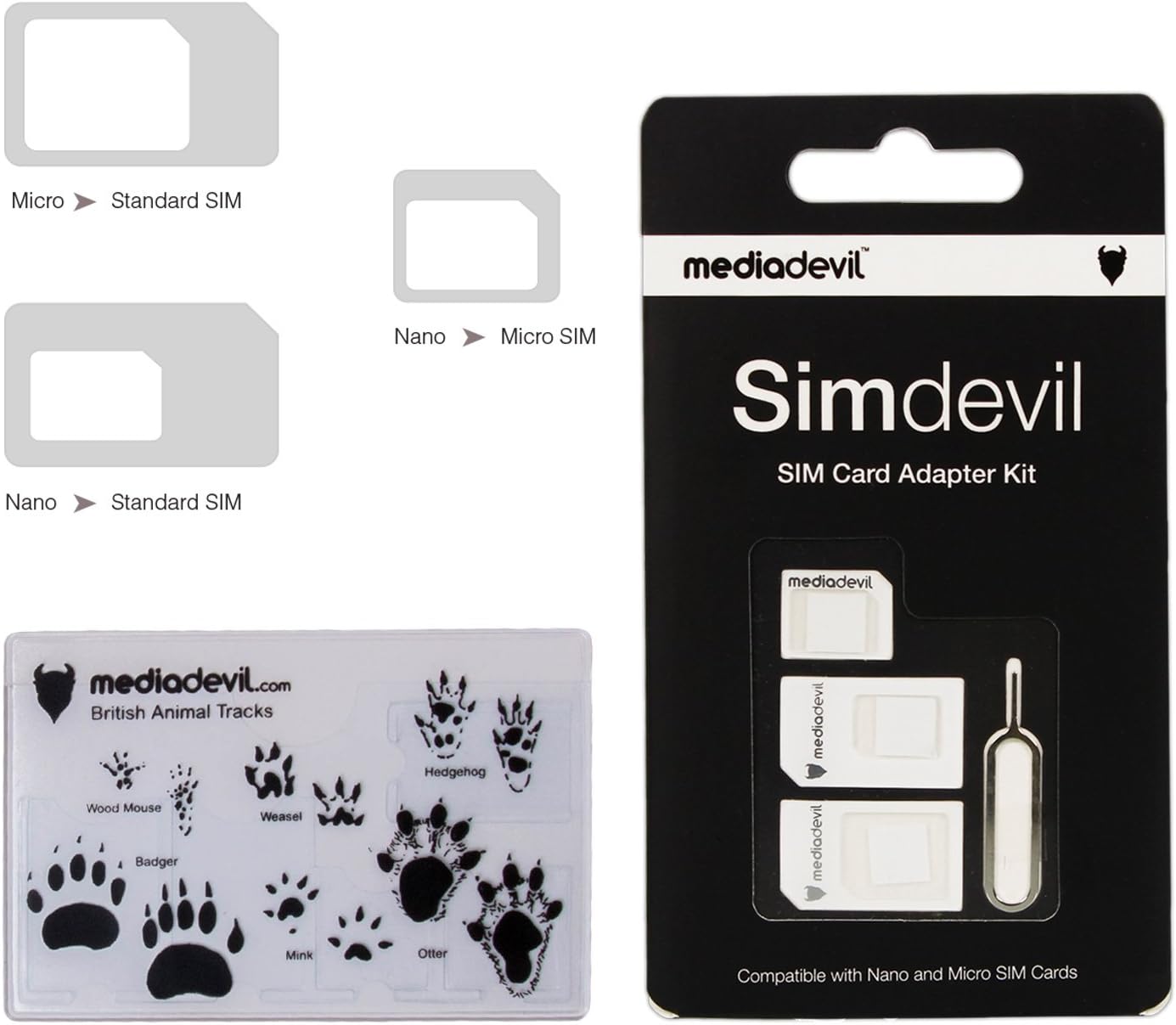 MediaDevil Simdevil 3-in-1 SIM Card Adapter Kit (Nano/Micro/Standard)