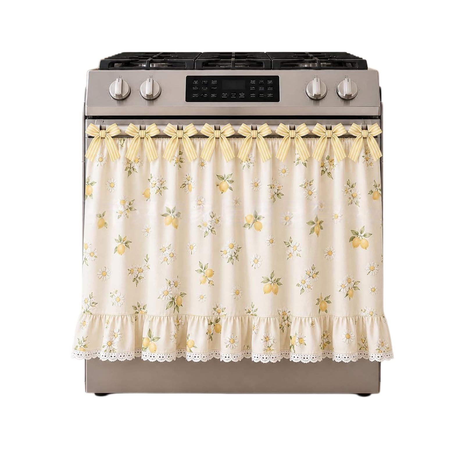 Oxxggkao Oven Dress Curtain with Utility Pocket and Fade Resistant Flower Pattern Stove Skirt for Kitchen Decoration Dishwasher Curtain