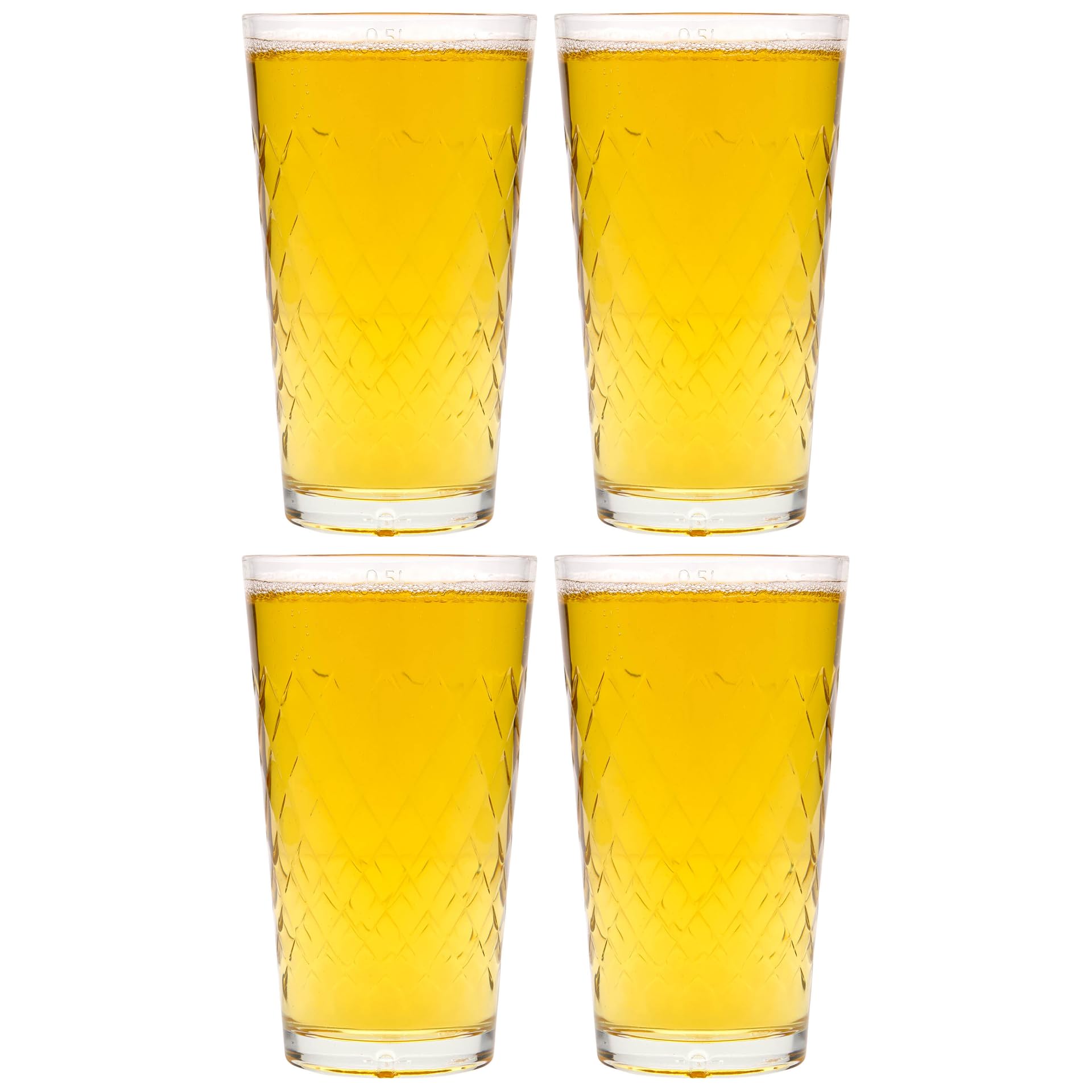 Trinkglas 500 ml gerippt im 4er Set aus Klarglas für Apfelwein Longdrinks Wasser Wein