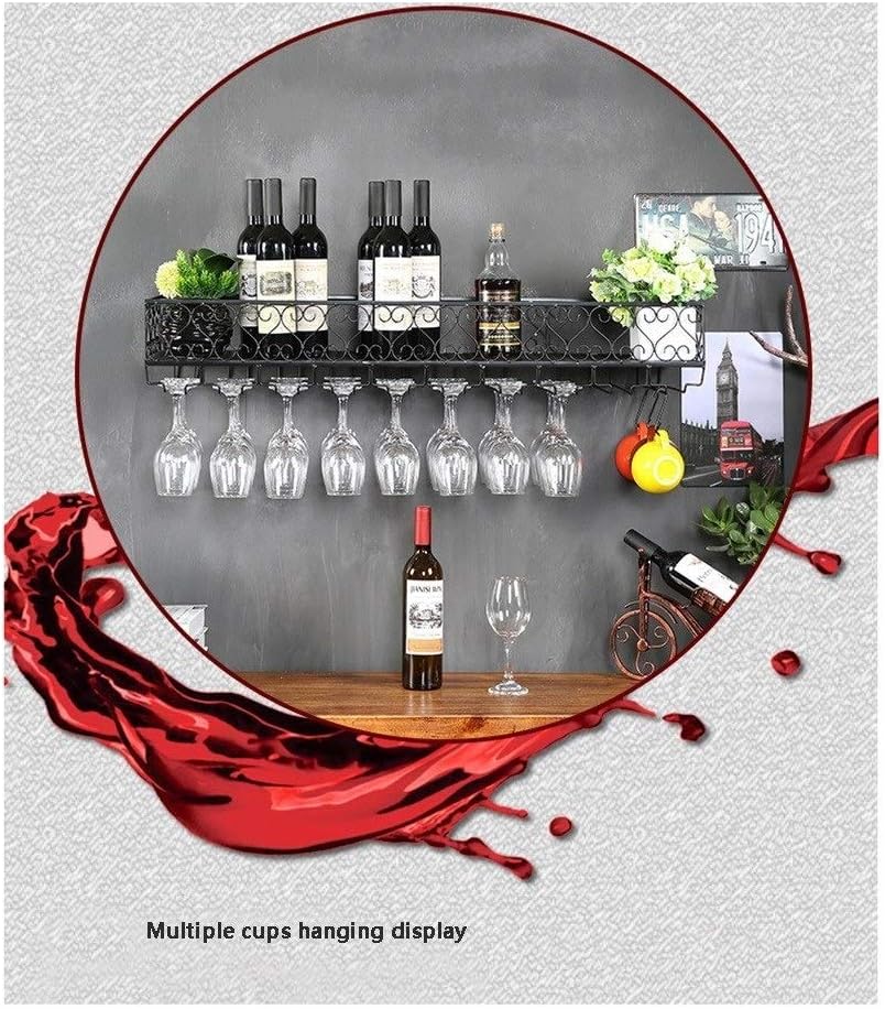 ULAINE Wall-Mounted Wine Rack, Hanging Restaurant Iron Frame, European Wine Glass Rack, Hanging Goblet Rack, Creative Wine Glass Rack Floor (Color : Black, Size : 30 * 25cm)
