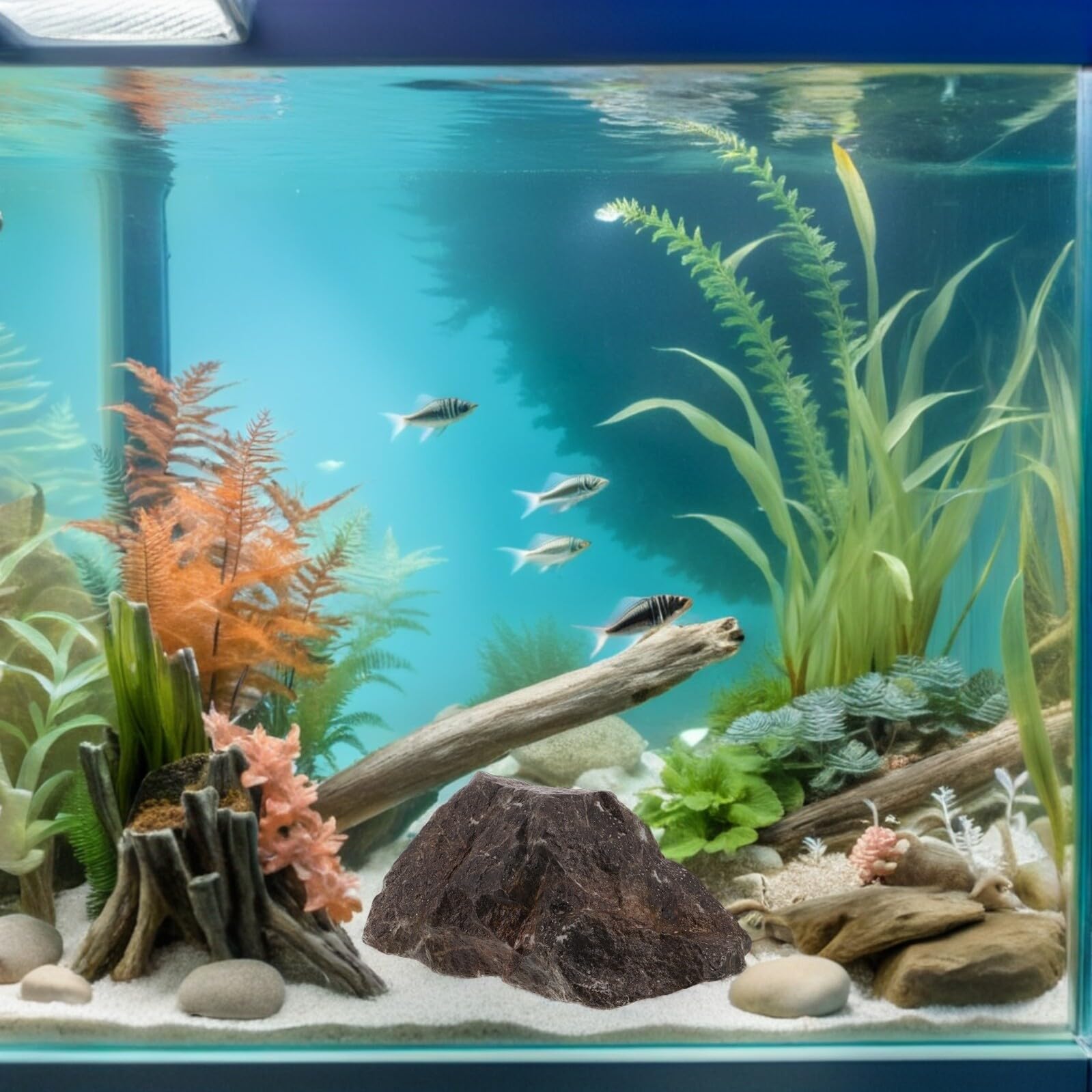 Roca Artificial para Acuario 33x25x18 Cm, Imitación de Piedra Paisajística, Decoración de Jardín y Patio, Piedra Falsa Resistente al Agua, Paisaje Rocoso Decorativo para Peceras