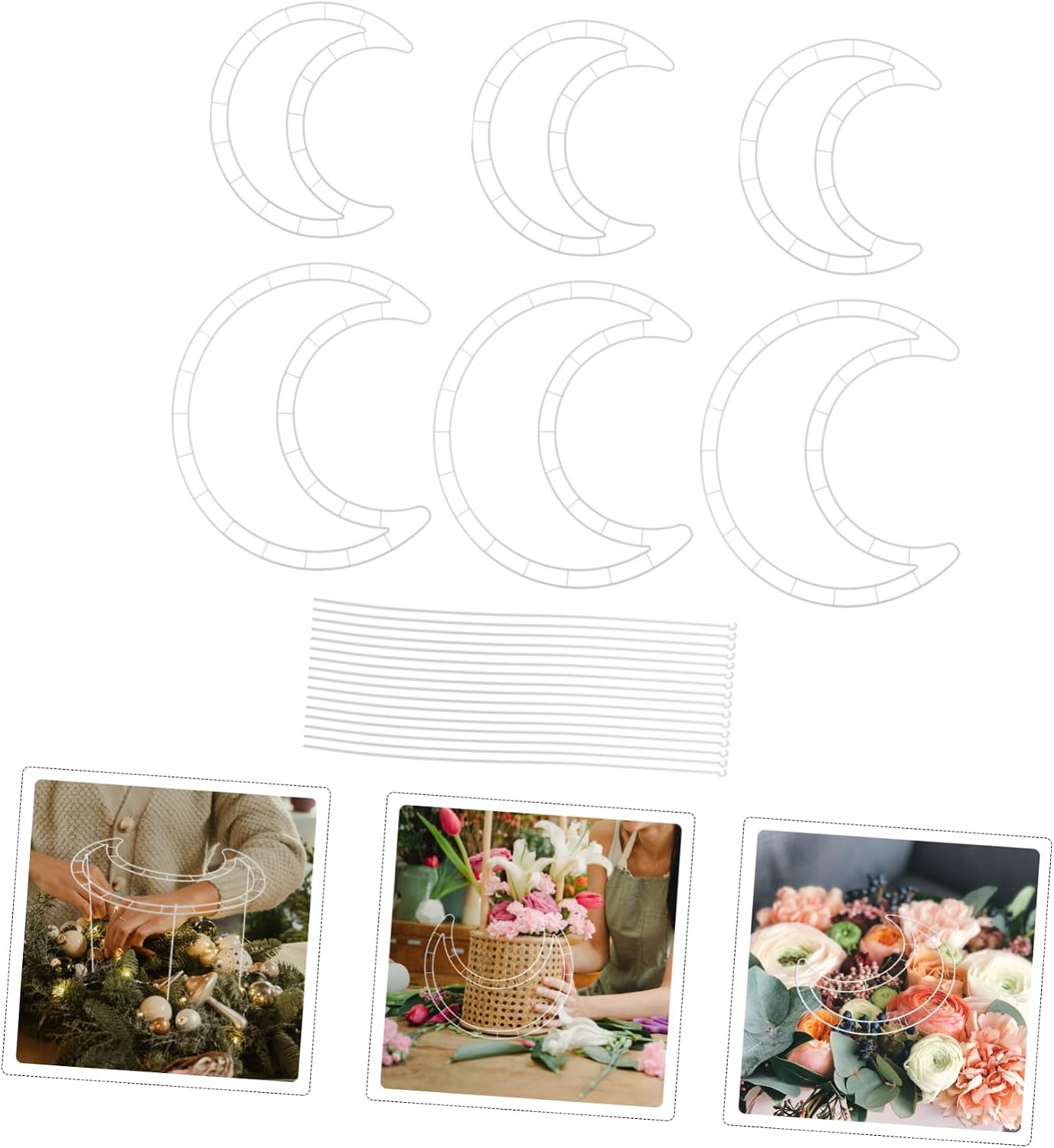 MAGICLULU 6Set Floral Plastic Wreath Rings for DIY Crafts Moon Wreath Frame for Holiday Party Decoration Easy Assembly Flower Arranging Tool for Unique Bouquets and Floral Arrangements