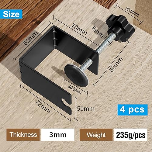 4 abrazaderas en C, abrazaderas de instalación delanteras de cajones, abrazaderas de acero laminado en frío para carpintería, se pueden utilizar