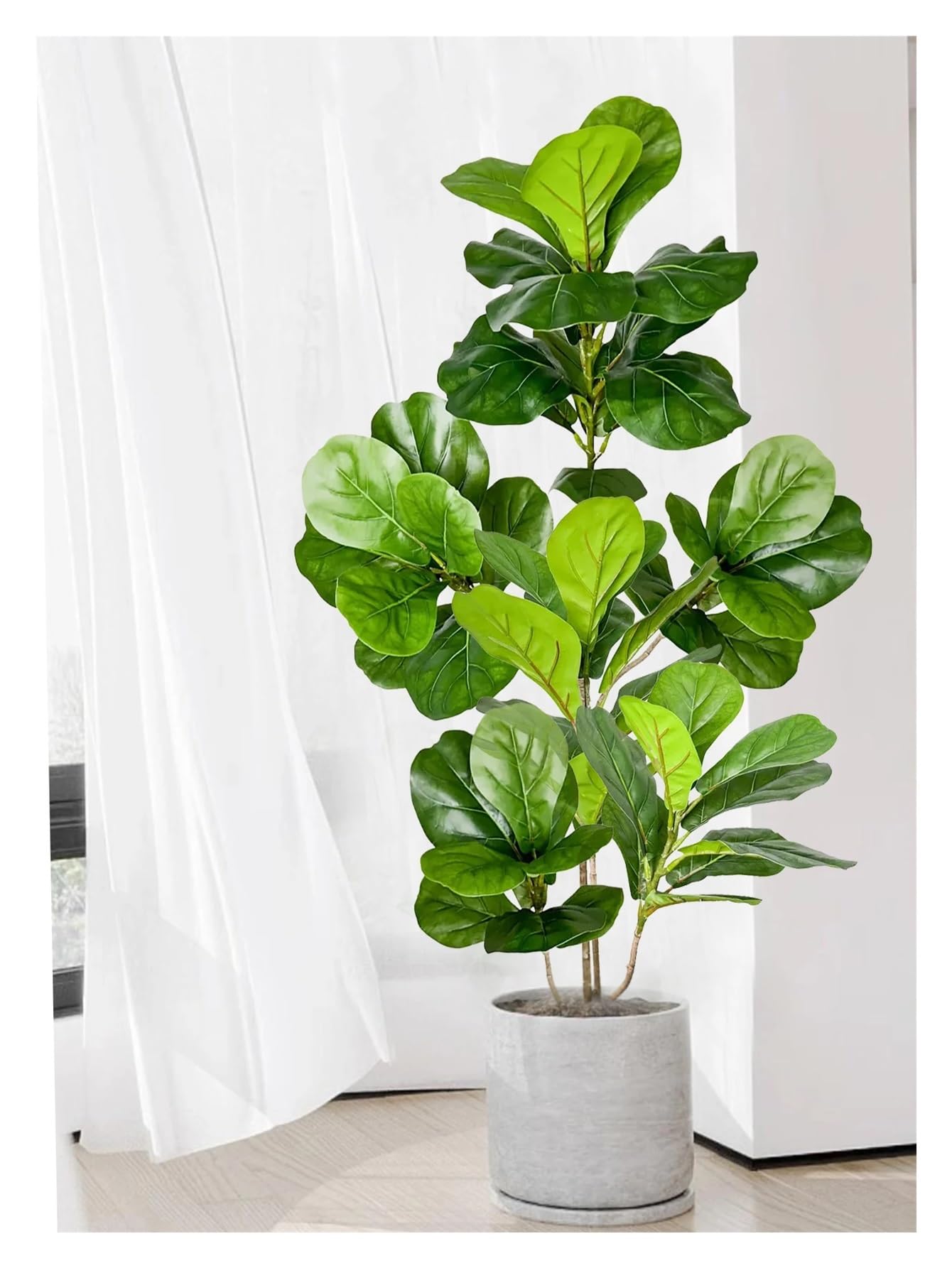 piante artificiali sospese 70-135 cm grande albero di ficus artificiale piante gomma finte ramo foglie violino in plastica for la decorazione interni ed esterni del giardino domestico(70cm and105cm)