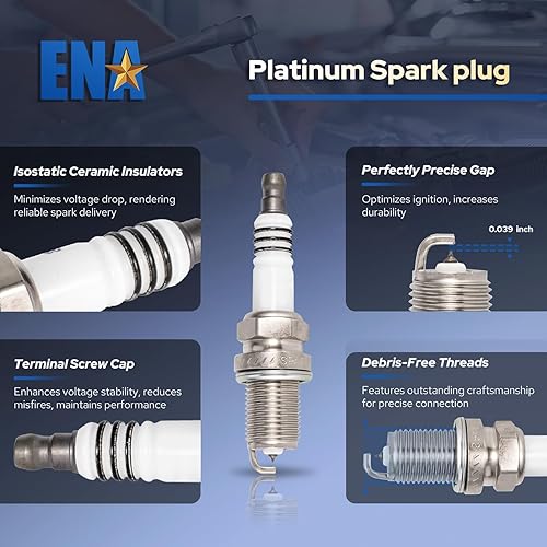 Miniatura 5 de ENA Juego de 3 bobinas de encendido, 6 bujías de platino y 3 cables compatibles con Toyota Lexus 2001-2005 IS300, GS300 1998-2005, SC300 1998-2000,