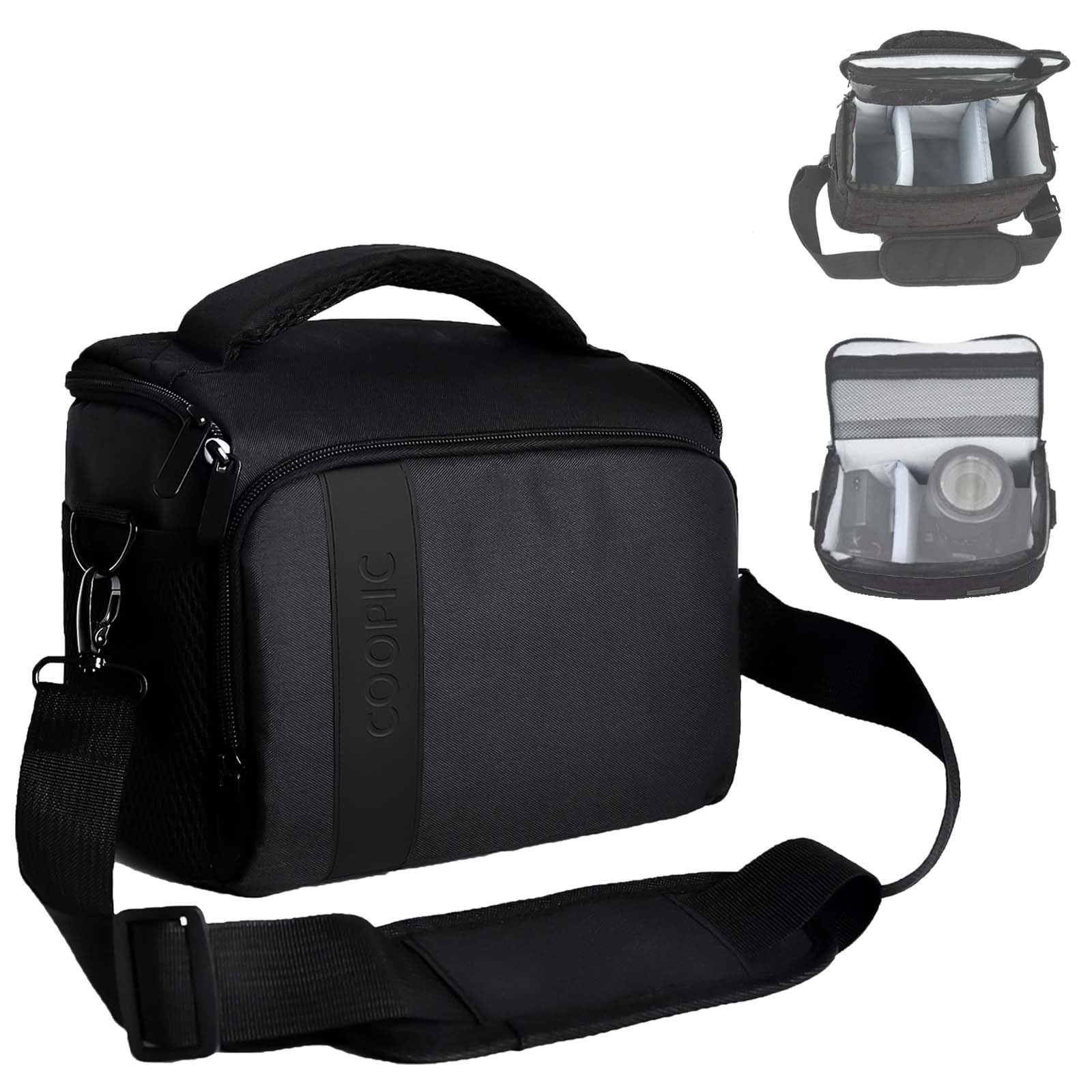 Messenger CANVAS DSLR Camera Bag Urban Life Shoulder Case Compatible with Nikon Sony Canon Olympus Pentex Mirrorless Micro 4/3 Full Frame Lens Digital SLR (BL-26, BLACK, 190x140x240mm / 19x14x24cm)