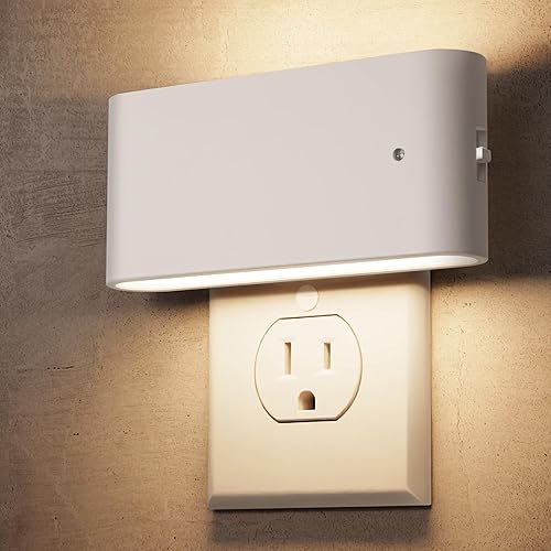 Miniatura 1 de L LOHAS LED Luz nocturna, paquete de 2 luces LED modernas regulables para enchufar a la pared, luces nocturnas con sensor de atardecer a amanecer