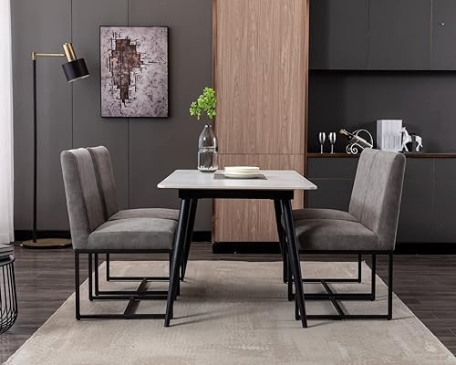 Miniatura 75 de CIMOTA Juego de 6 sillas de comedor modernas, de cuero, tapizadas, sin brazos, con base negra, para comedor/cocina, color crema, 6 unidades Base