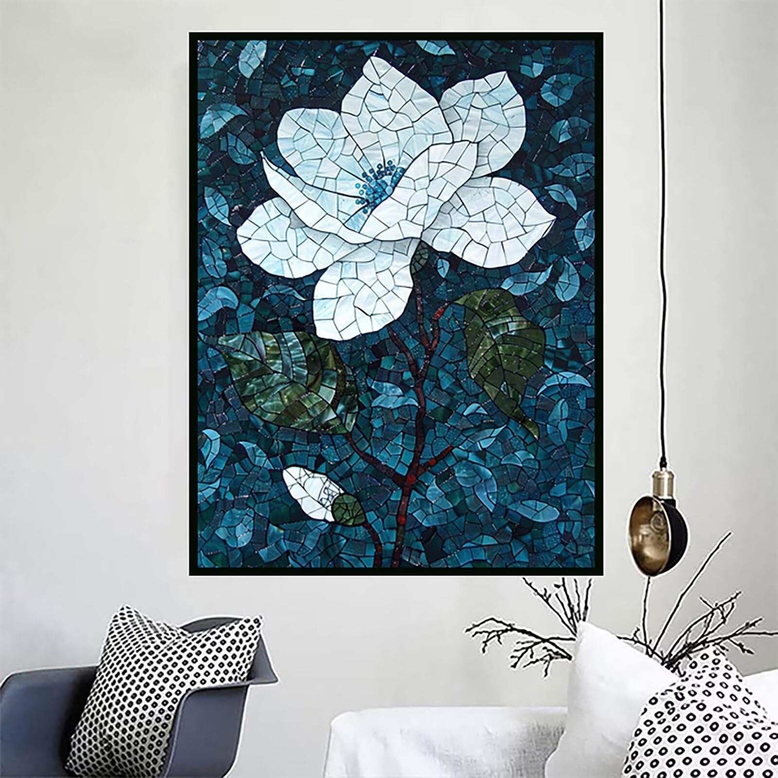 Pintar por Numeros Adultos Flor, DIY Pintar por Numeros Planta, Pintar por Numeros Niños con Pigmento Acrílico, Pintar con Numeros Manualidades Adultos, Decoracion Hogar, 90x120cm (Sin Marco) E-N-R
