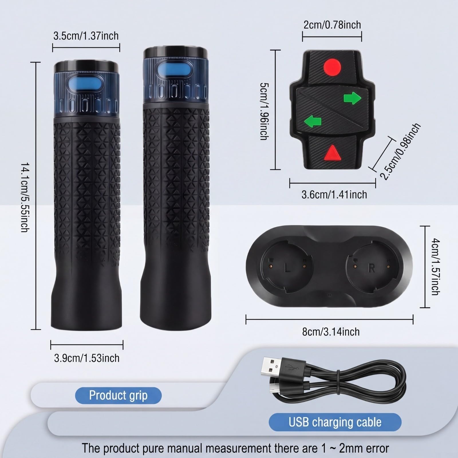 E Scooter - Manillar de señal de giro para Xiaomi, para Ninebot, para Kugoo con control remoto de agarre, 600 mAh IPX65 de goma + ABS, para scooters eléctricos, bicicletas de 19 x 14,5 x 2,1 pulgadas
