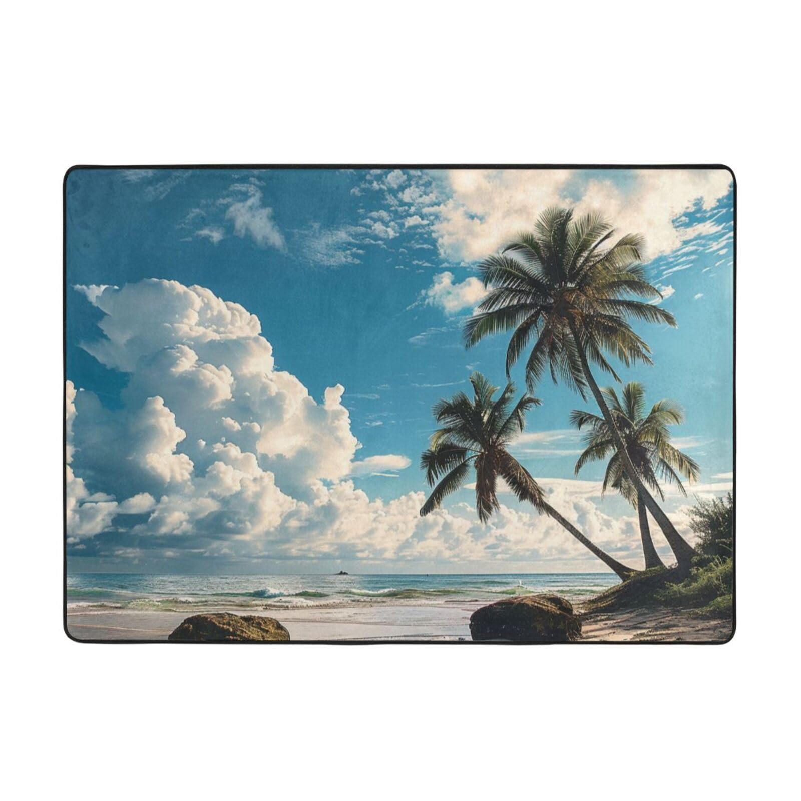 Grand tapis imprimé de palmiers 203x147 cm pour salon et chambre