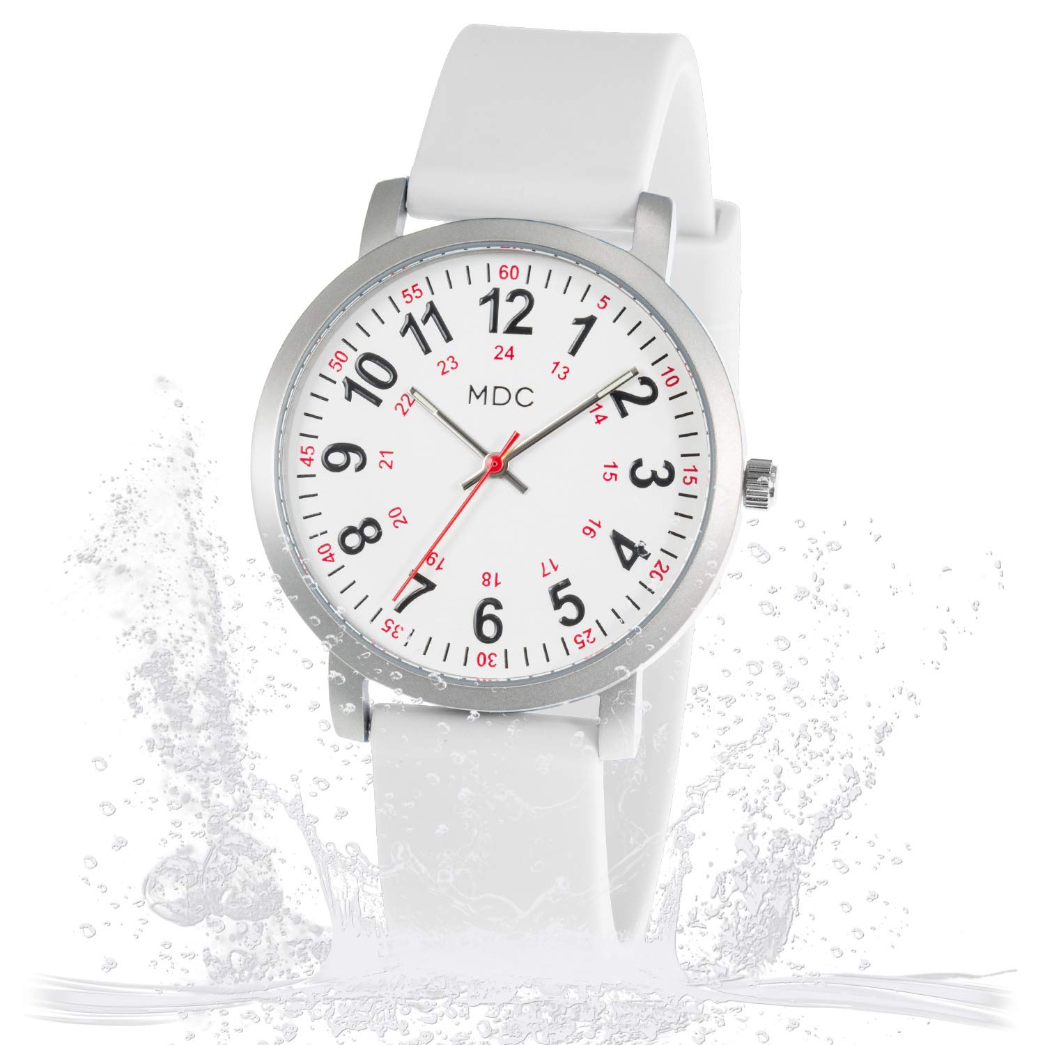 Infantry Nursing Watches for Nurse with Second Hand EMT Analog Medical White Watch for Women Waterproof Casual Healthcase Worker Wristwatch Silicone Band