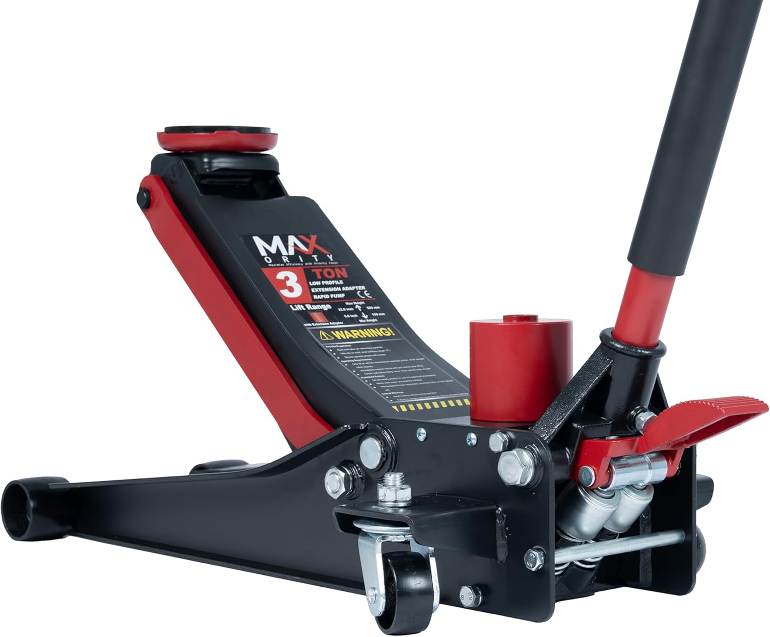 3-Ton (6600lbs) Low-Profile Dual Pistons Heavy-Duty Steel Racing Off Road Floor Jack with Quick Lift Hydraulic Pump, Foot Pedal and Extension Adapter for Car Maintenance