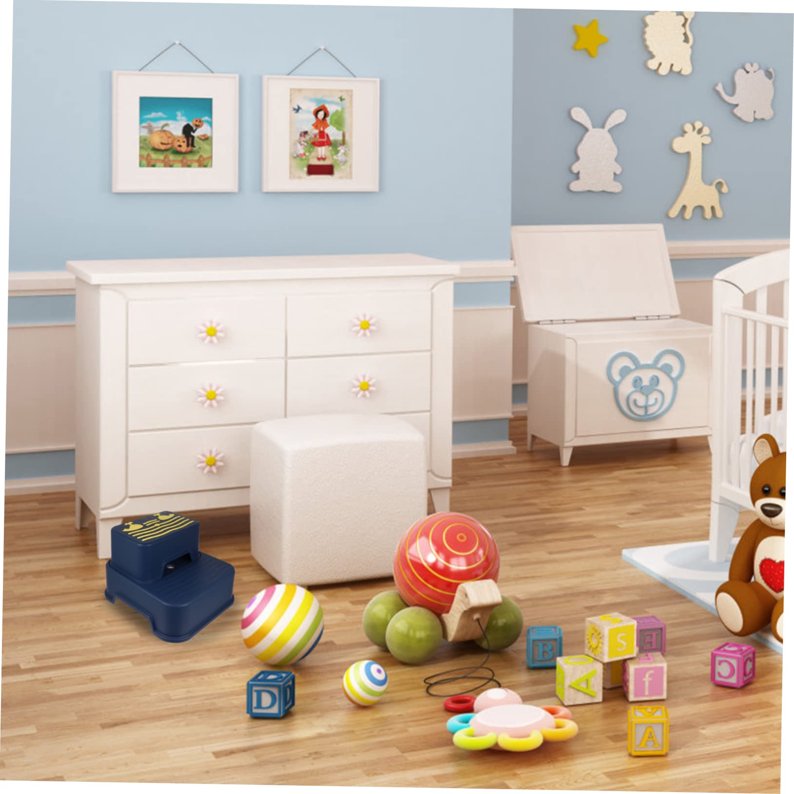 HANABASS Kindertritthocker 2-stufig rutschfest Kunststoff Multifunktionaler Trittschemel für Kleinkinder Bad Küche Stabiler Toilettenhocker für Selbstständiges Händewaschen