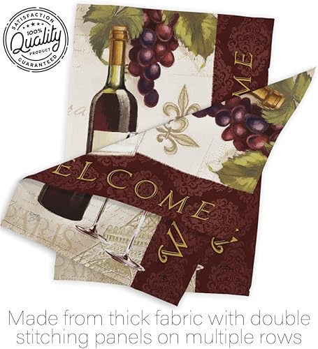 Miniatura 7 de Breeze Decor Bandera de bienvenida para jardín, bebidas, vino, bebida, frutas, queso, sangría, rosa blanca, roja, postre, decoración de casa, cartel