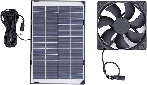 Flbirret Mini ventilador de panel solar portátil para acampar casa de mascotas, ventilador de escape de 6 W 12 V con panel de polisilicio, elimina