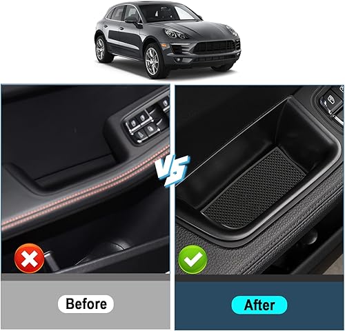 Vista 3 de Para Macan Accessories 2015+ Porsche Macan - Caja de almacenamiento de puerta 2015-2025 Porsche Macan, organizador de bandeja de puerta, caja