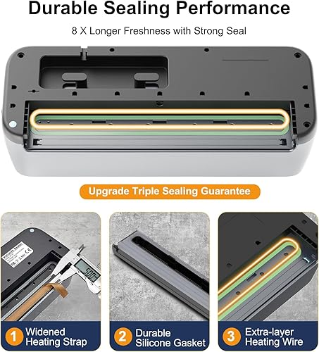 Miniatura 6 de Sellador automático al vacío, sellador de alimentos al vacío de 85 kpa con doble bomba, máquina de sellado al vacío de alimentos con cortador y