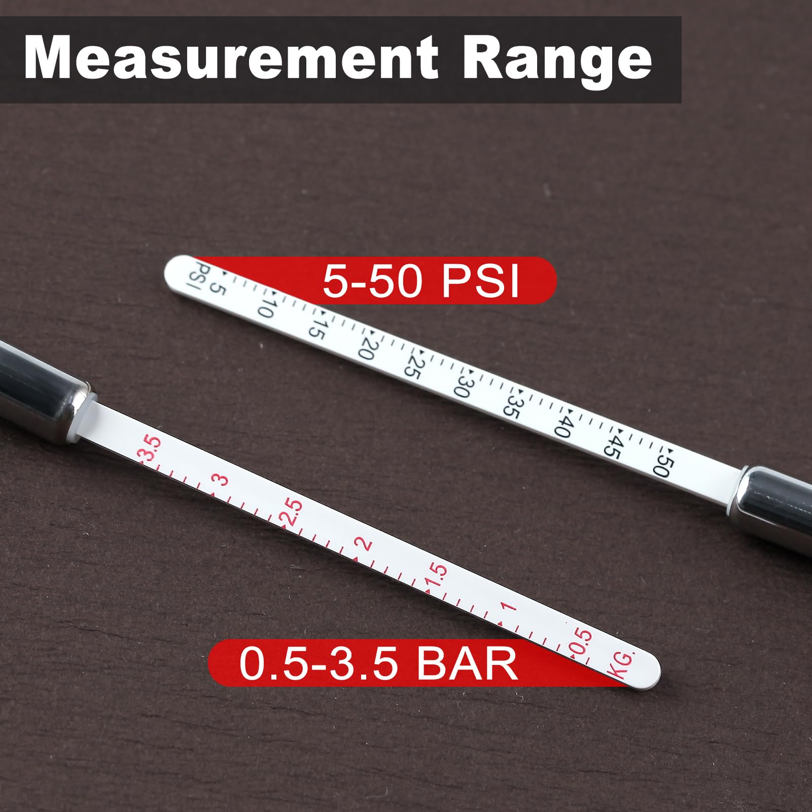 GOLD DEER 5-Pack Pencil Tire Pressure Gauges – 5-50 PSI, Mechanical, With Pocket Clip