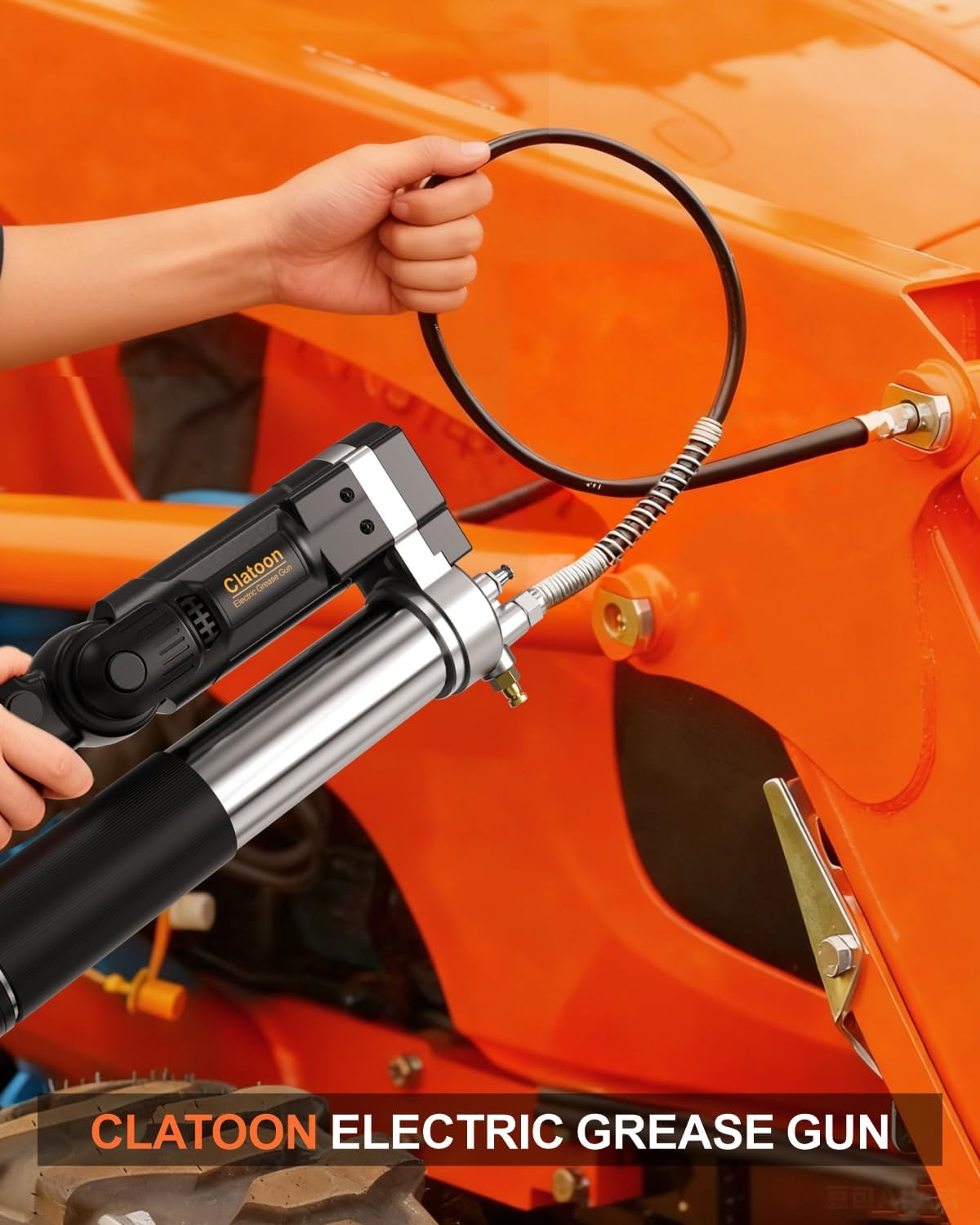 Clatoon Grease Gun 20V MAX with Charger and Two Batteries, 10000 PSI Cordless Electric Grease Gun kit, 39.4" Hose and Multiple Coupler, for Trailers, Agricultural Machinery and Heavy Equipment