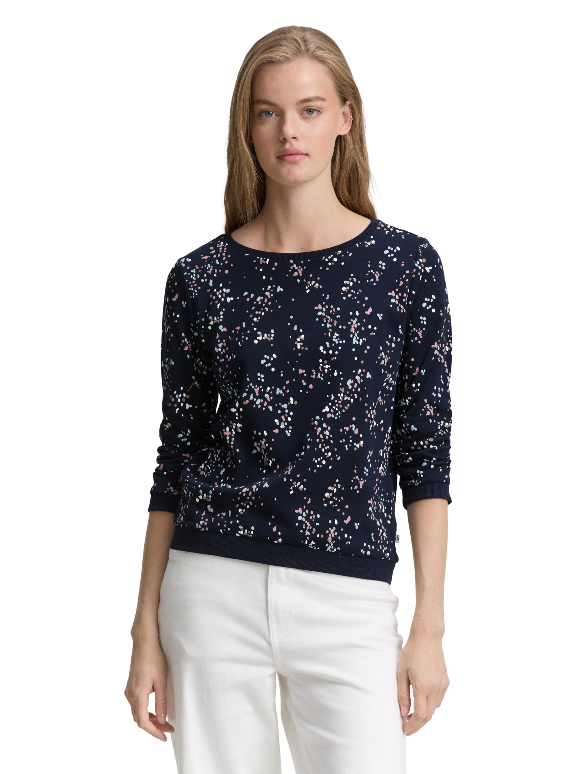 TOM TAILOR Women's 1044661 Sweatshirt, 38903-Multicolor Dot Navy, S