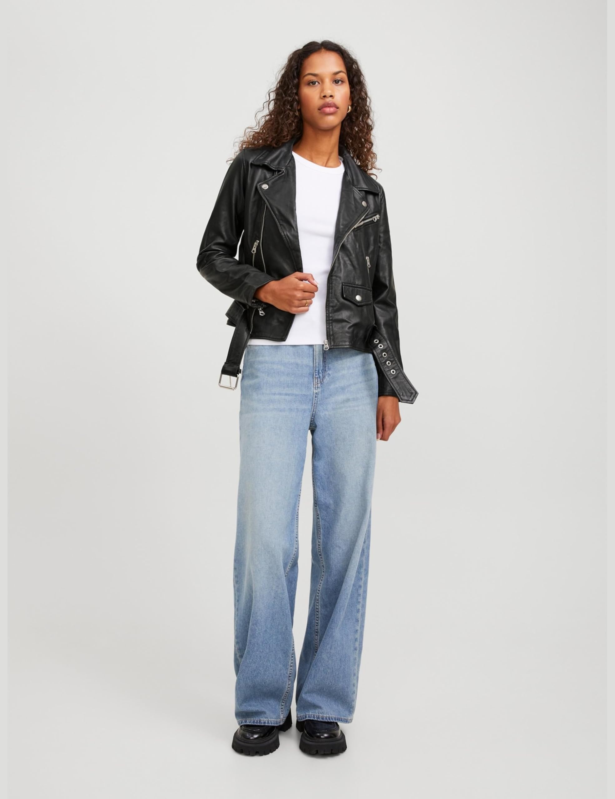 JACK & JONES Jjxx Jxcalvin Leather Biker Jkt Noos Giacchetta di Pelle Donna