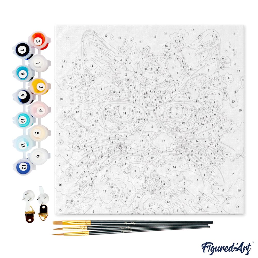 YEESAM ART – Paint By Numbers Per Adulti E Bambini: Gatto E Topo Su Tela Di Lino 40x50cm Con Cornice Inclusa - Kit Pittura Fai Da Te