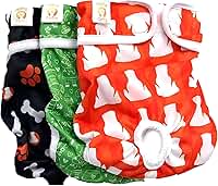 Fralda Cachorro Fêmea Reutilizáveis 3 Pcs Petting Is Caring - Materiais Duráveis ​​Solução lavável na máquina para incontinência de animais de estimação e viagens longas (NEW DESING, XS)