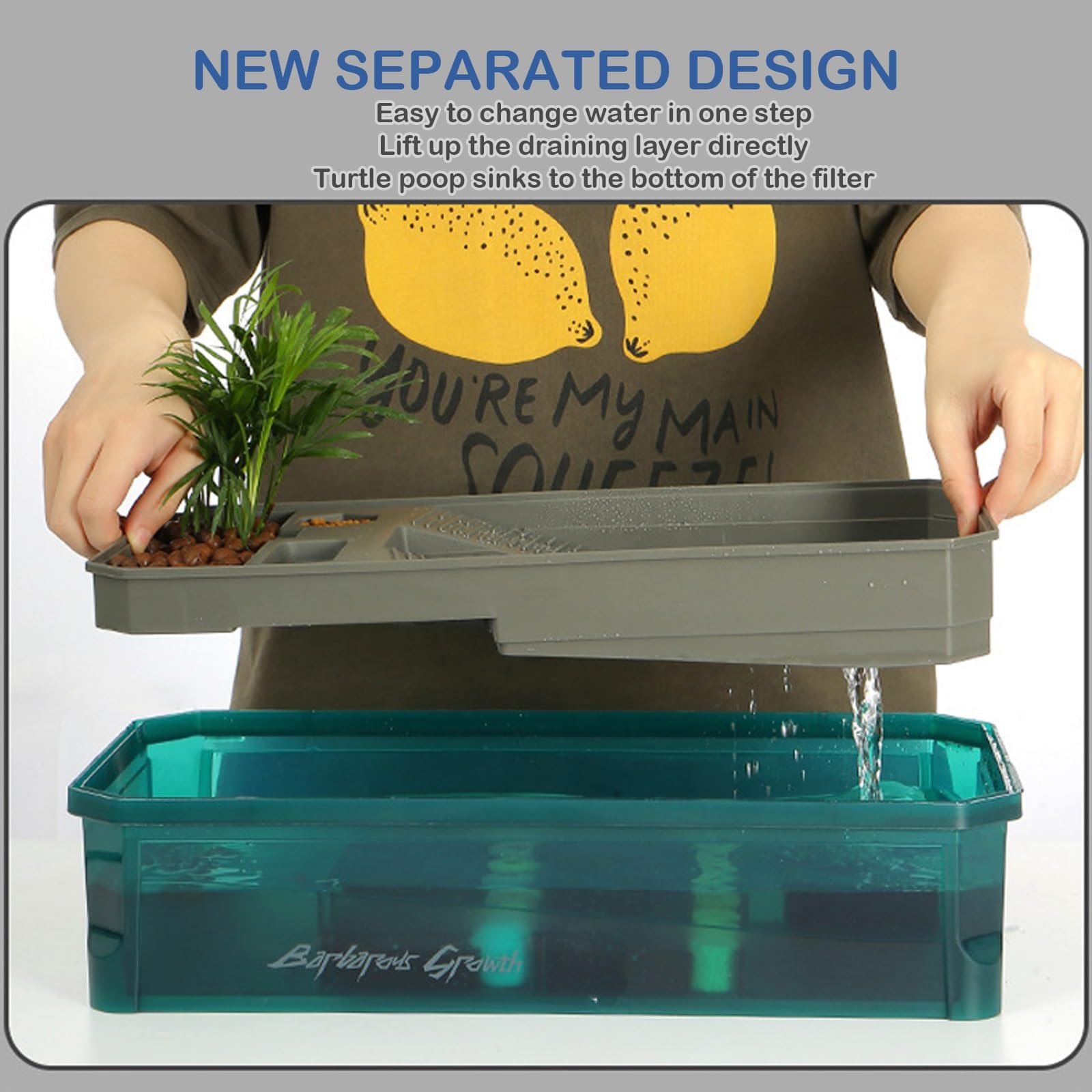 Schildkröten Terrarium Aquarium Komplettset – Paludarium Tank für Schildkröten | Terrarien für Reptilien & Amphibien | Leicht zu Wechseln und zu Reinigen | Überwinterungsbox für Schildkröten(Green Wit