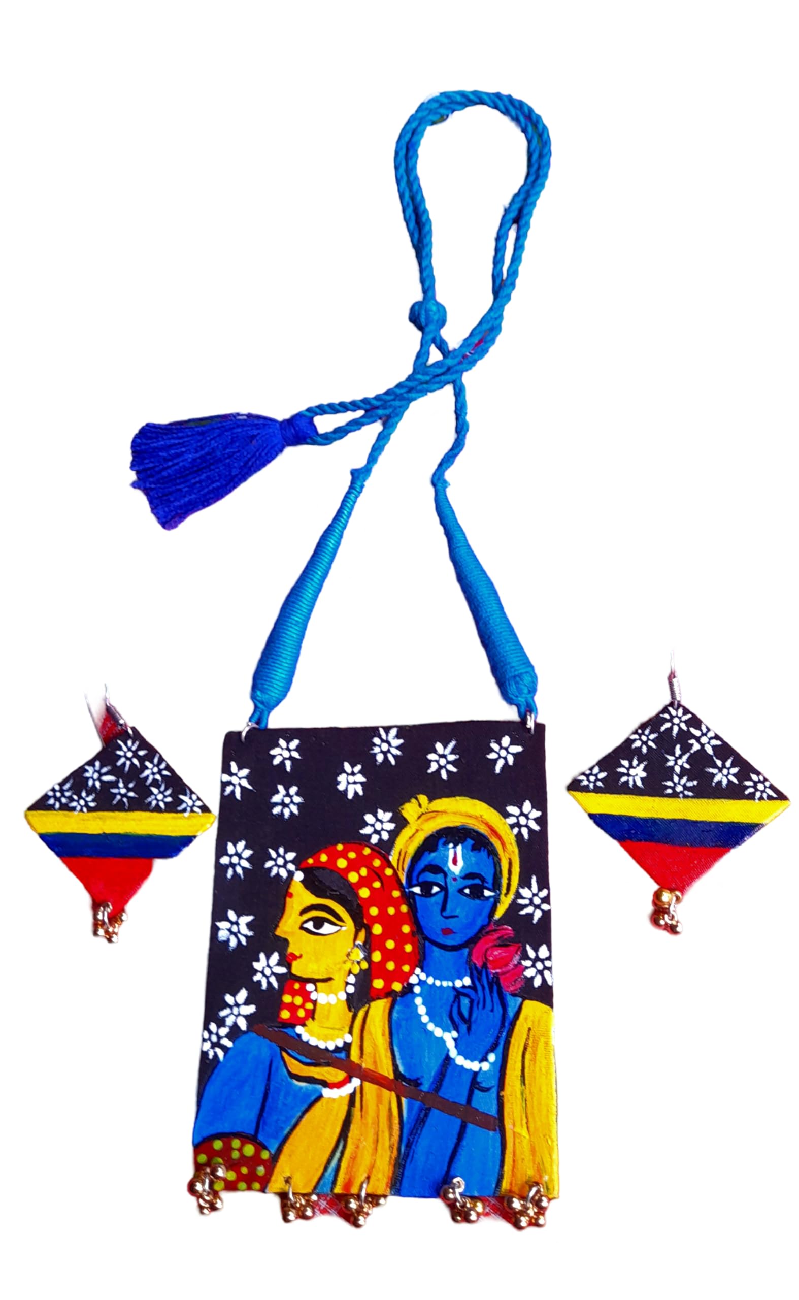 Beautiful fabric necklace set for woman girls best gift for girlfriend durga puja specila jewellery set trendy (BLACK) (B0DHR1ND48) Amazon Price History, Amazon Price Tracker