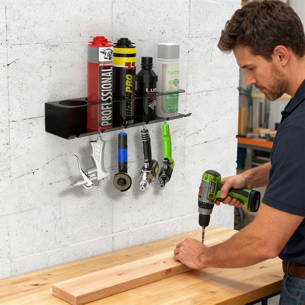Dosenhalter für Sprühflaschen mit 5 Löchern 6 Schlitzen, Sprühdosenhalter für Garage Werkstatt, Druckluft Werkzeug Zubehör, Wandregal Aufbewahrungsregal Spraydosenhalter für Garage Geschäft Zuhause