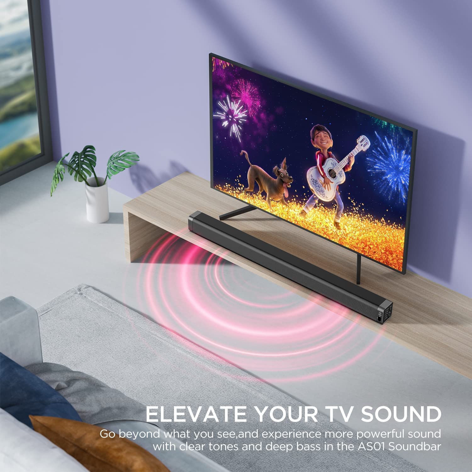 Soundbar, 37 inch Sound Bar for Smart TV, Bluetooth 5.0 TV Speaker with