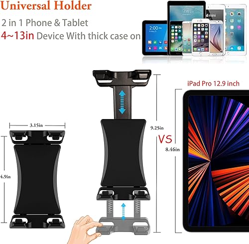 Miniatura 6 de Peastrex Soporte para iPad para soporte de micrófono, soporte de teléfono para tableta, soporte de música para micrófono, soporte giratorio