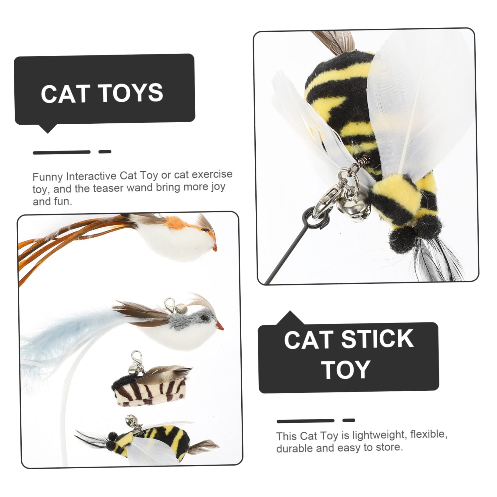 INOOMP Lot De 4 Jouets Interactifs pour Chats Dintérieur avec Poteau en Fil Dacier Légers Et Flexibles