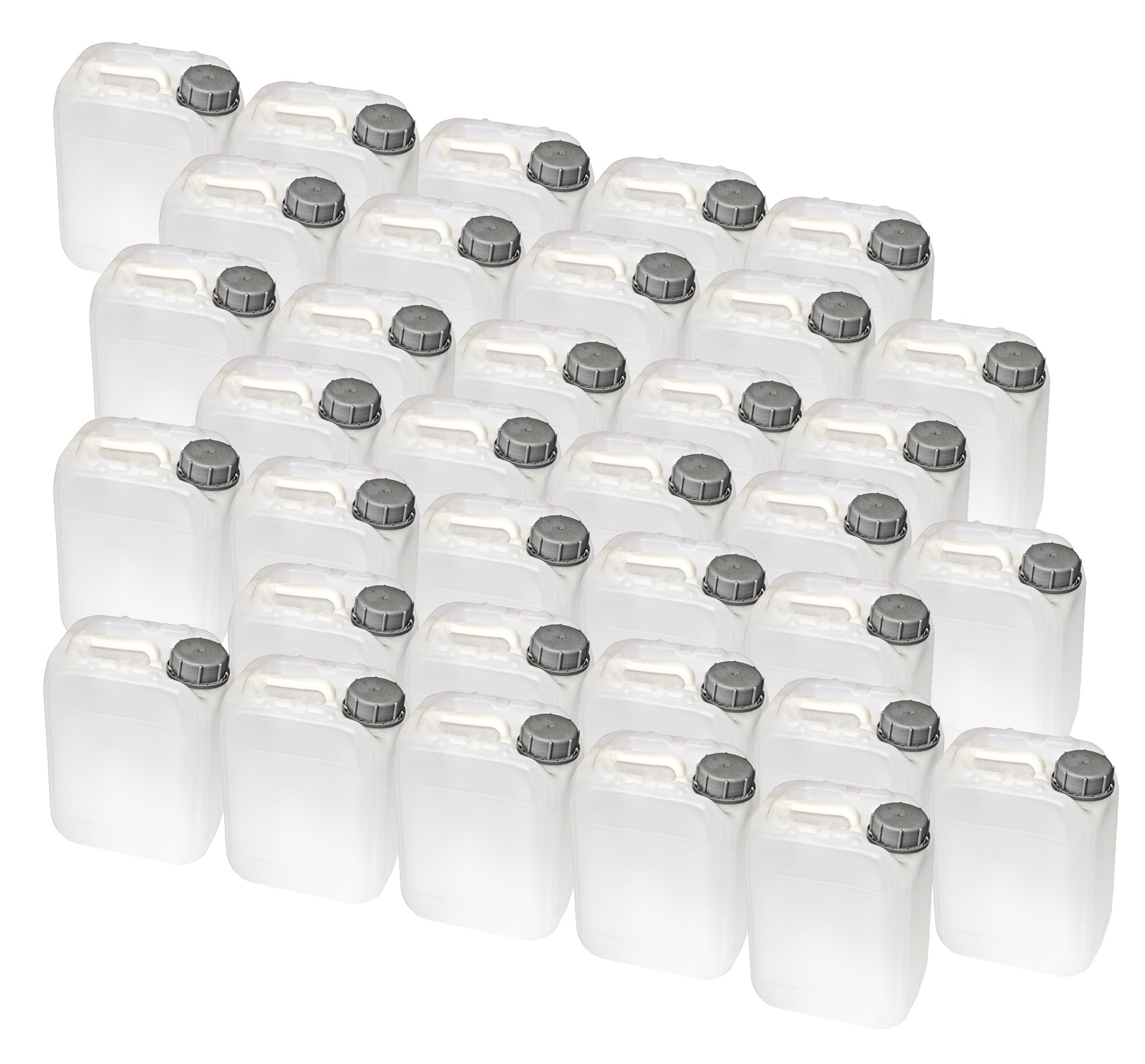 5L / 1.32 Gallon Black Jerrican | Tamper Evident Screw Cap | Food Grade Quality | BPA Free | Perfect Container to Ship Chemicals & Liquids | Easy Stacking HDPE Containers | Pack of 35