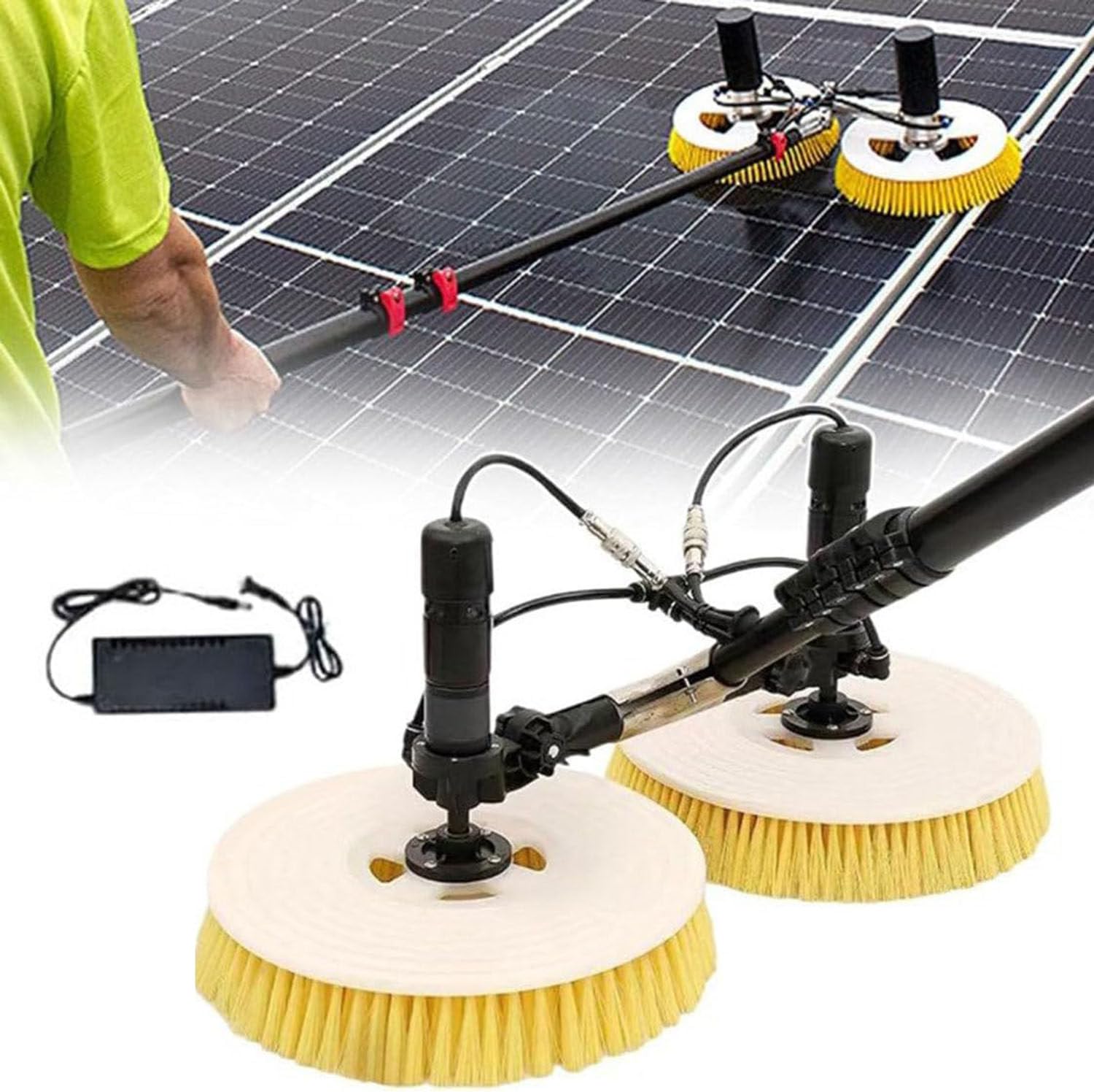 Aioneer Solar Panel Cleaning Brush With Electric Spin Scrubber, Automatic Glass Washing Equipment For Photovoltaic Maintenance-Powerversion-3.5M(11.5ft)