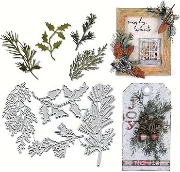 Christmas Leaves Metal Die Cuts,Merry Christmas Frame Festival Cutting Dies Cut Stencils for DIY Photo Decorative Embossing Paper Dies for Scrapbooking Card Making