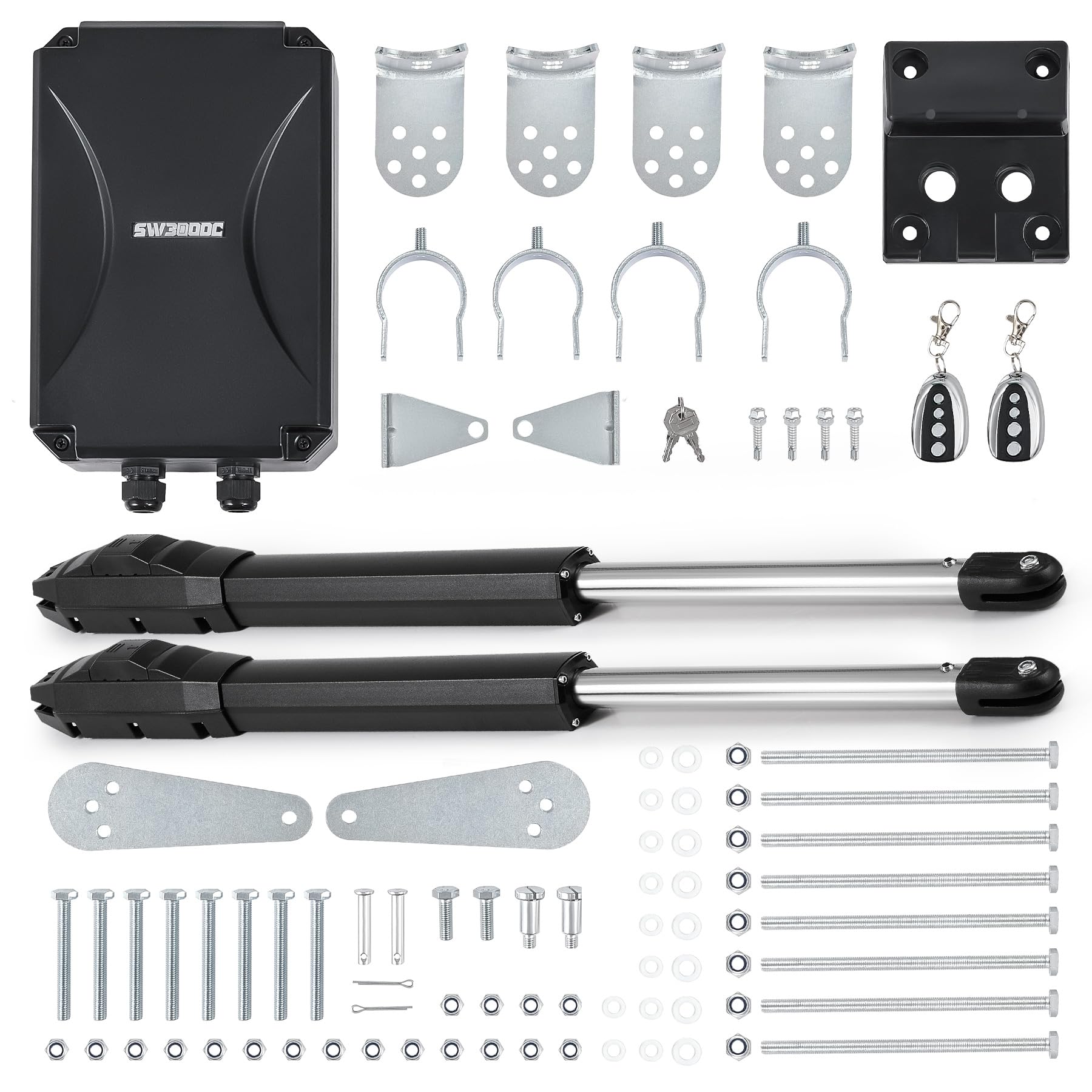 CO-Z Automatischer Flügeltorantrieb 800kg Doppelflügeltorantrieb Torantrieb Drehtorantrieb Toröffner Drehtoröffner Set Max. 2,5 m oder 400kg pro Flügel mit 2 Fernbedienungen Swing Gate Opener (40Wx2)