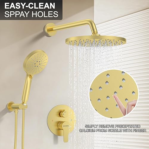 Miniatura 9 de KOJOX Grifo de ducha  Sistema de cabezal de ducha de alta presión  3 ajustes de cabezal de ducha  Válvula incluida (negro mate)