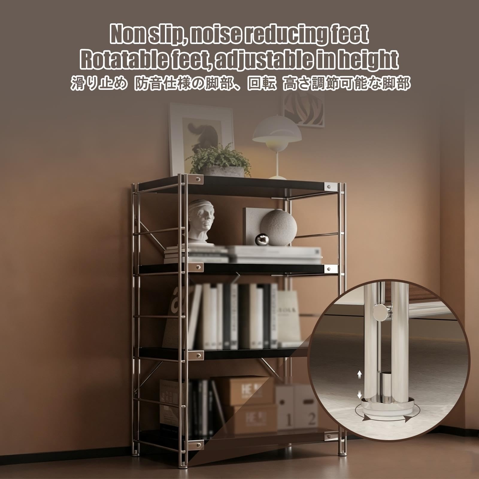 Tavolo per Acquario, Mobile Acquario, Supporta Un Carico di 150 Kg | Struttura in Acciaio E Legno; Altezza Dei Ripiani Regolabile(B,60x45x90cm/23.6x17.7x35.4in)
