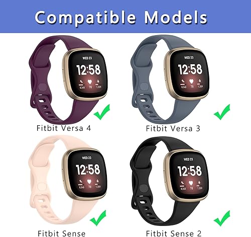 Miniatura 2 de Paquete de 3 Correa delgada de silicona compatible con Fitbit Versa 4 bandas para mujeres y hombres, correa deportiva suave y estrecha para Versa